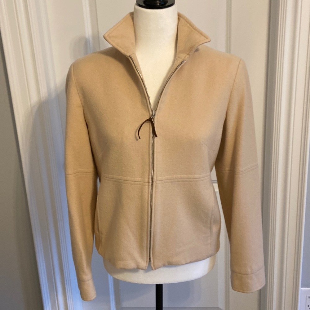 Vintage Louben Camel Wool Lined Zip Jacket. Size 8, fits like a small.